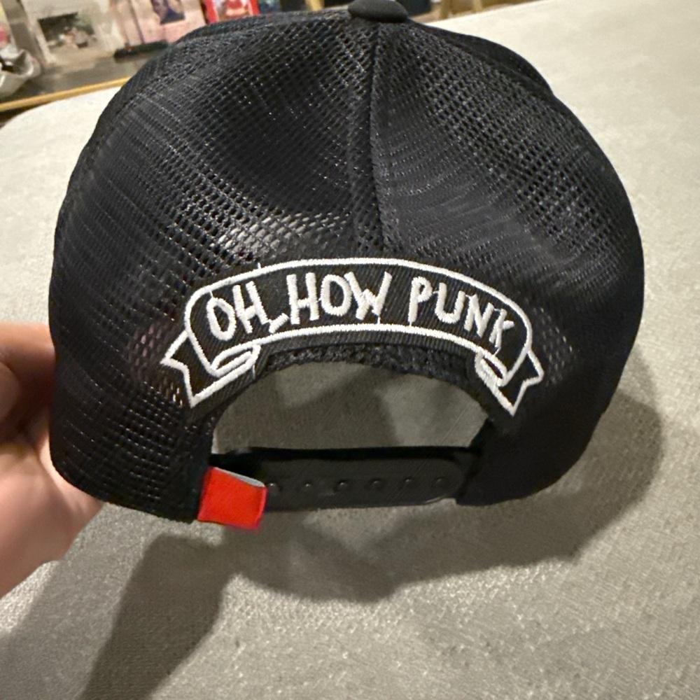 Black Mesh Cap with White Embroidery